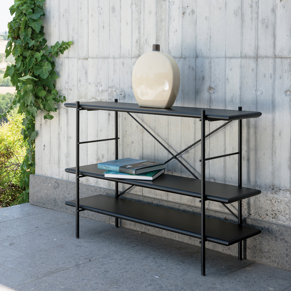 Patio Shelving Units TRINITY Black Epoxy 5 Tier Outdoor Wire Steel