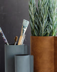 Block Leather Vase | Urban Avenue